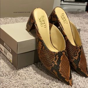 Snake print mules